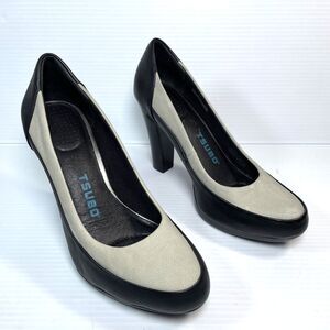 NEW Womens TSUBO black & gray leather & suede pump shoes sz 7.5 M